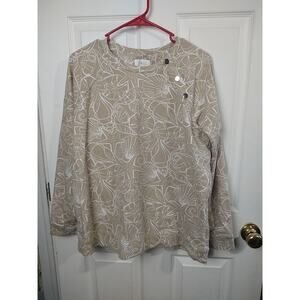 D&Co Active Woman L Sweatshirt Lightweight Brown Sand Dollar Beachy Casual Long